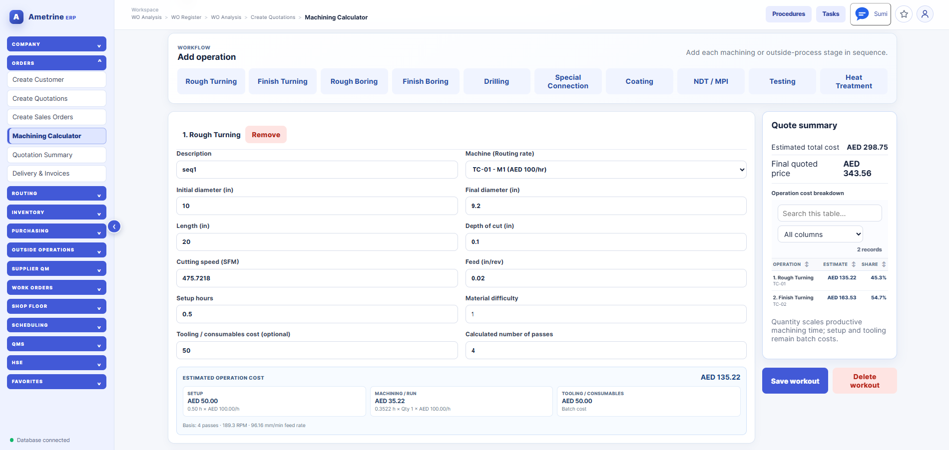 Ametrine Workflow Add Operation screen